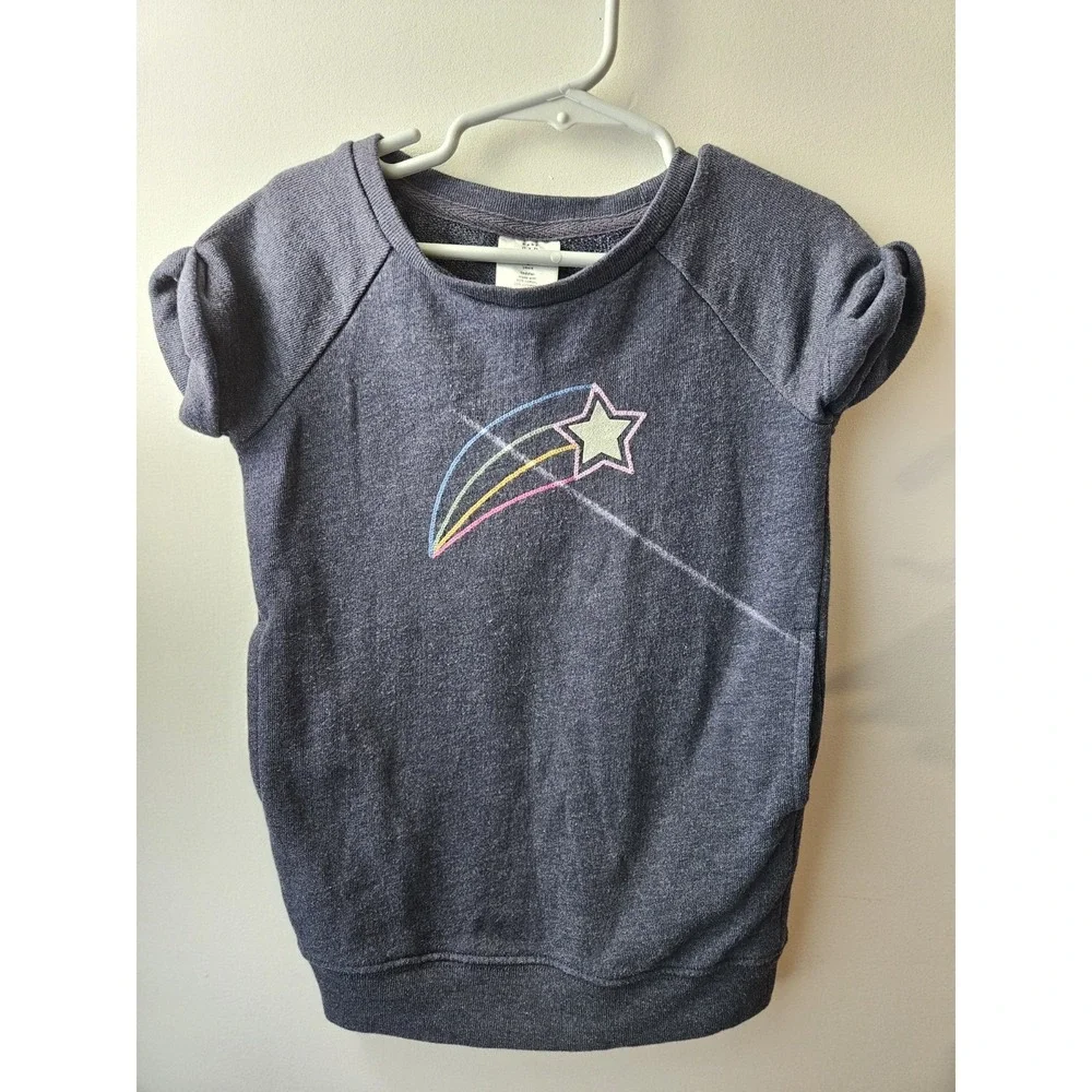 GAP blue short sleeve shooting star glitter sweatshirt dress with pockets Sz‎ 2T